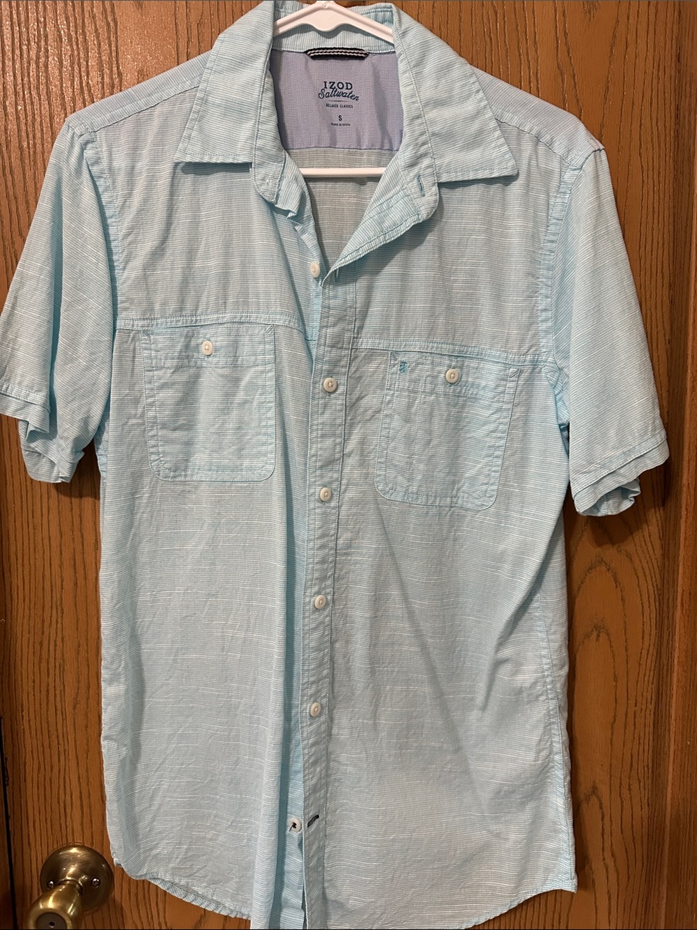 Izod Light Blue Short-Sleeve Button-Down Shirt